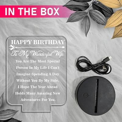 Happy Birthday to My Wonderful Wife Gift Led Lamp | 7 Color Changing Light with On/Off Touch Button |
